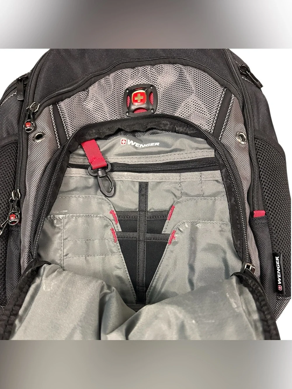 Wenger SwissGear ULINE Laptop Backpack Black Gray Triple Protect Travel Bag